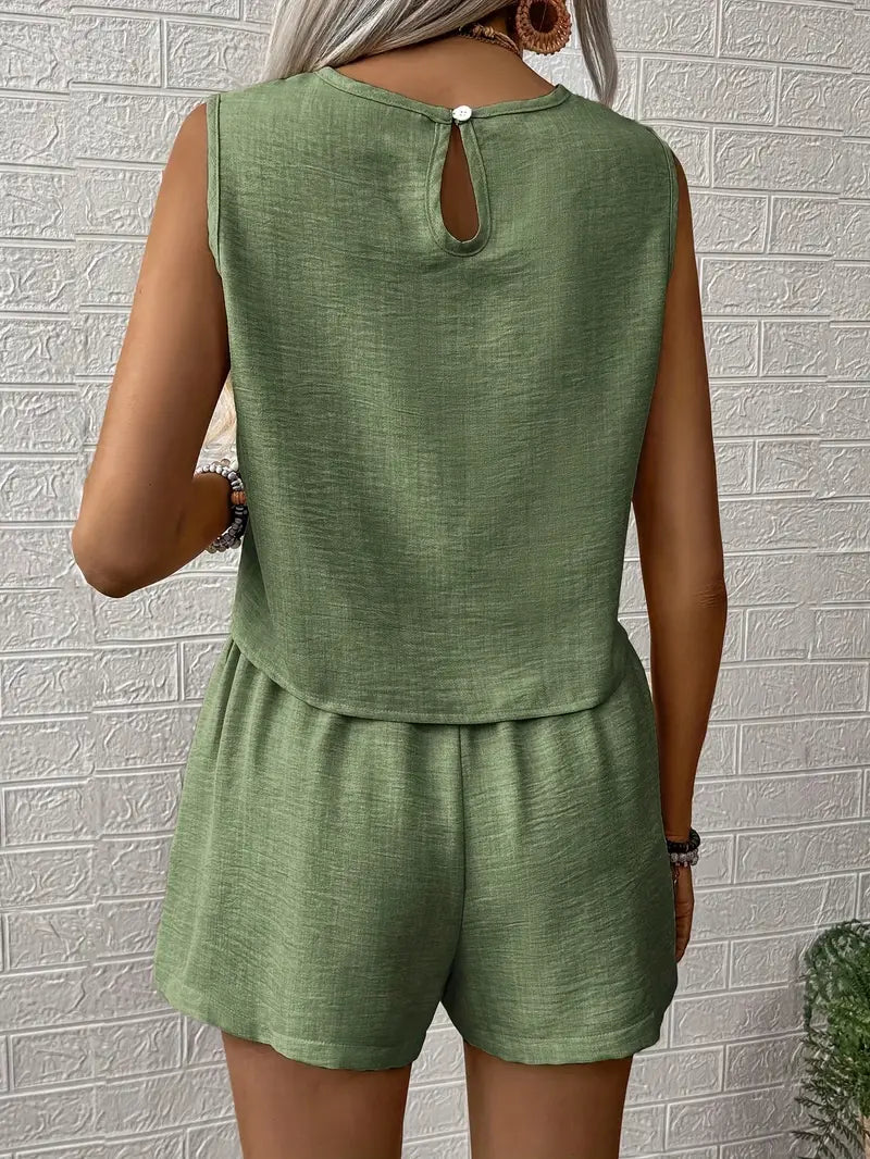 Luna’s Coastal Breeze Sleeveless Shorts Set