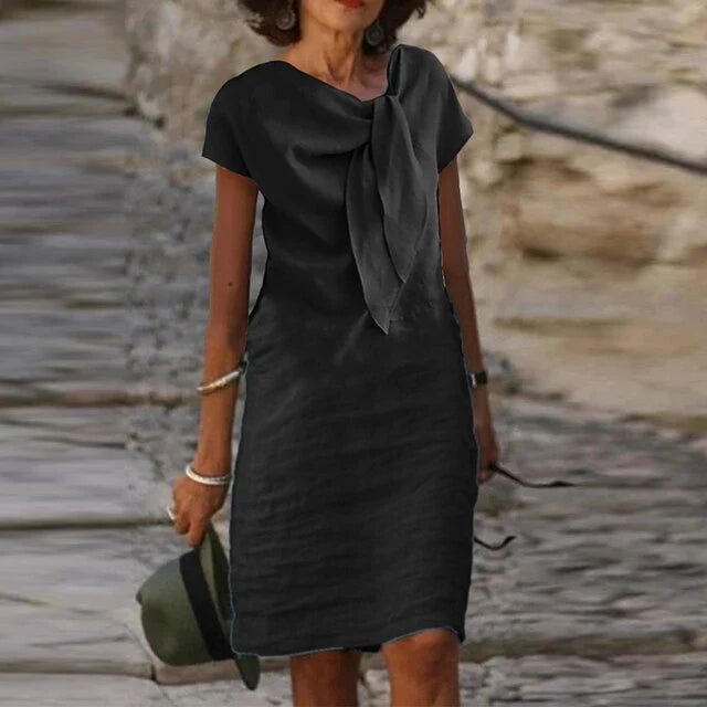 Luna’s Coastal Charm Bow-Tie Midi Dress