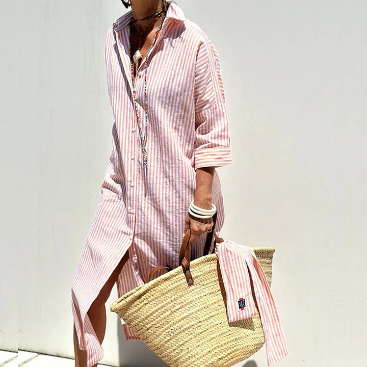 Luna’s Coastal Escape Striped Shirt Dress