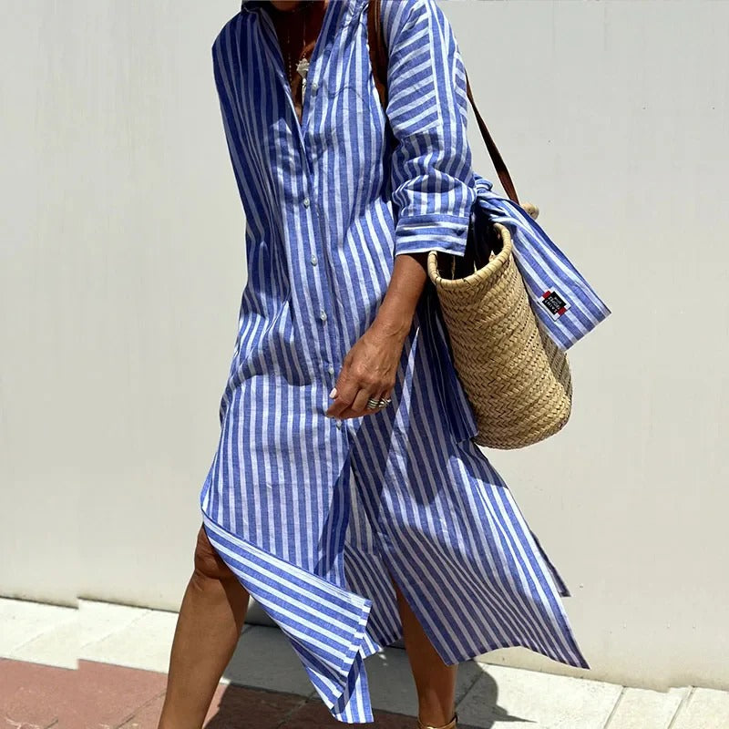 Luna’s Coastal Escape Striped Shirt Dress