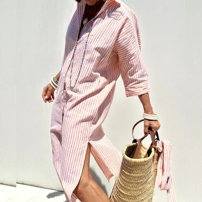 Luna’s Coastal Escape Striped Shirt Dress