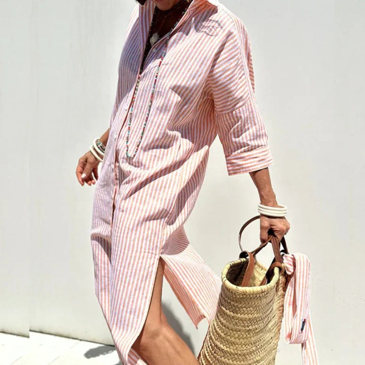 Luna’s Coastal Escape Striped Shirt Dress
