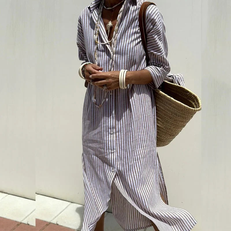 Luna’s Coastal Escape Striped Shirt Dress