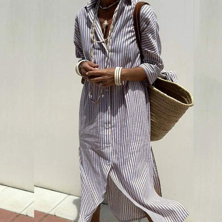 Luna’s Coastal Escape Striped Shirt Dress