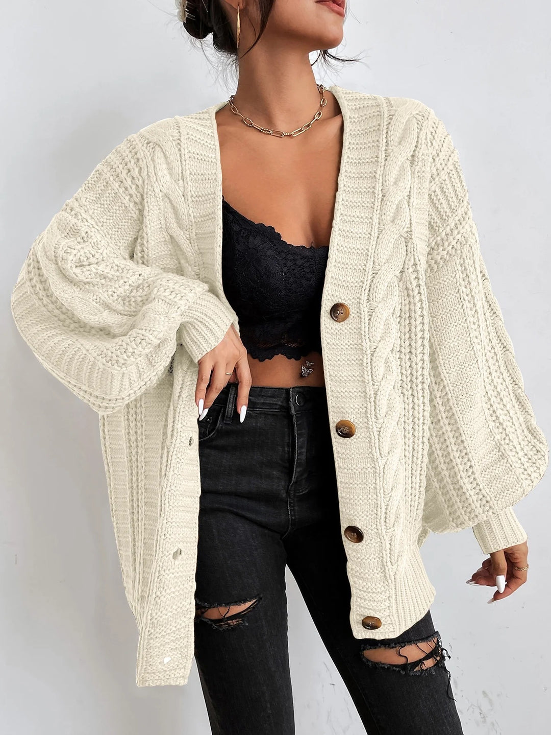 Luna’s Cozy Allure Cable Knit Cardigan