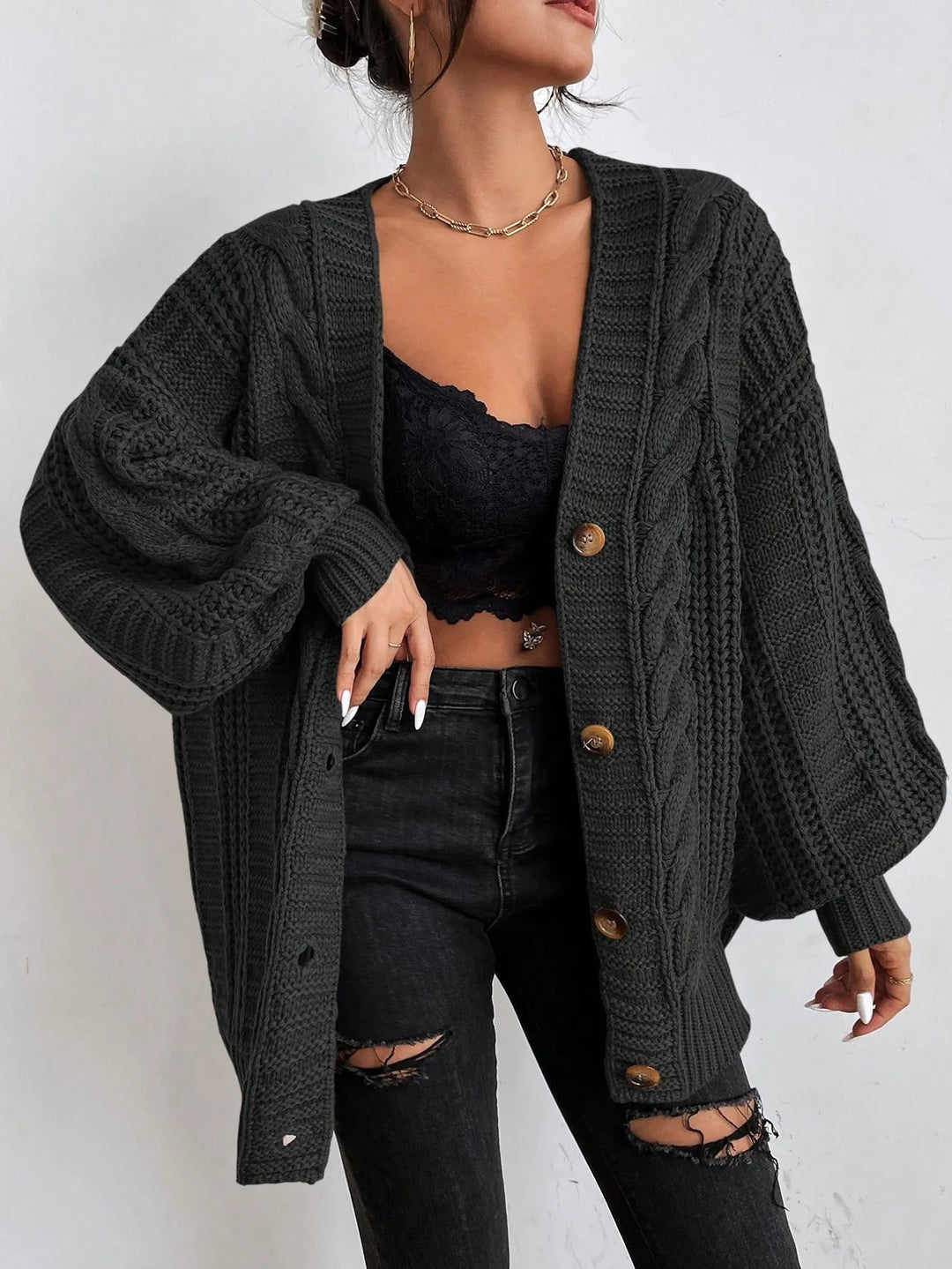 Luna’s Cozy Allure Cable Knit Cardigan