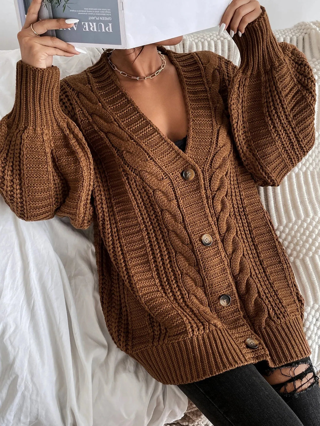 Luna’s Cozy Allure Cable Knit Cardigan
