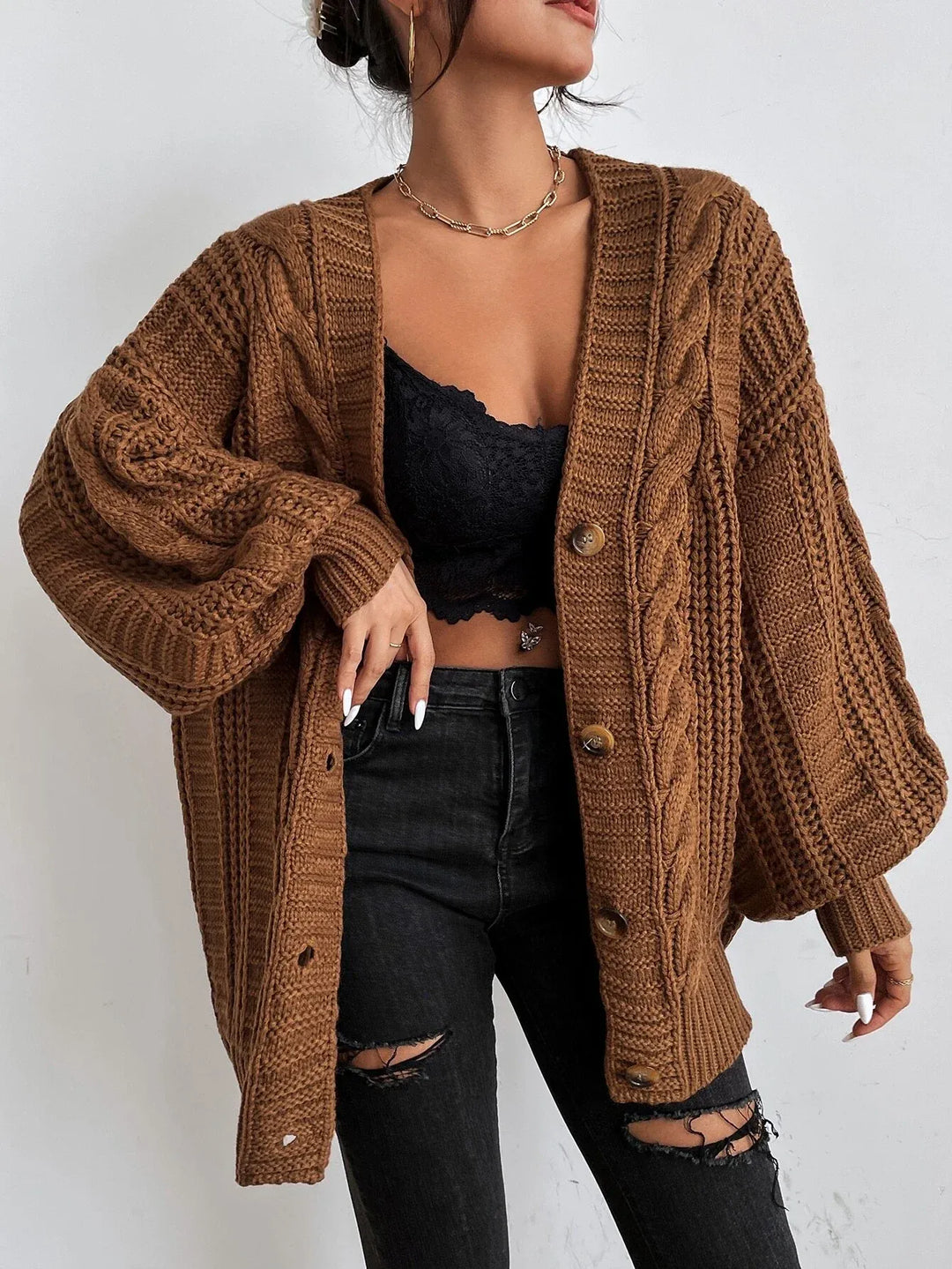 Luna’s Cozy Allure Cable Knit Cardigan