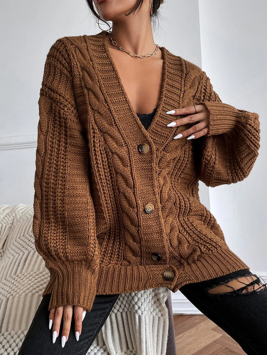 Luna’s Cozy Allure Cable Knit Cardigan