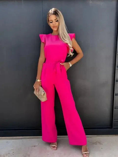 Luna’s Elegant Bow-Tie Wide-Leg Jumpsuit
