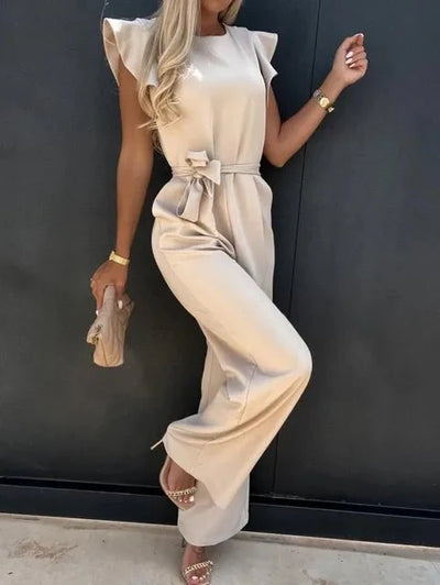 Luna’s Elegant Bow-Tie Wide-Leg Jumpsuit