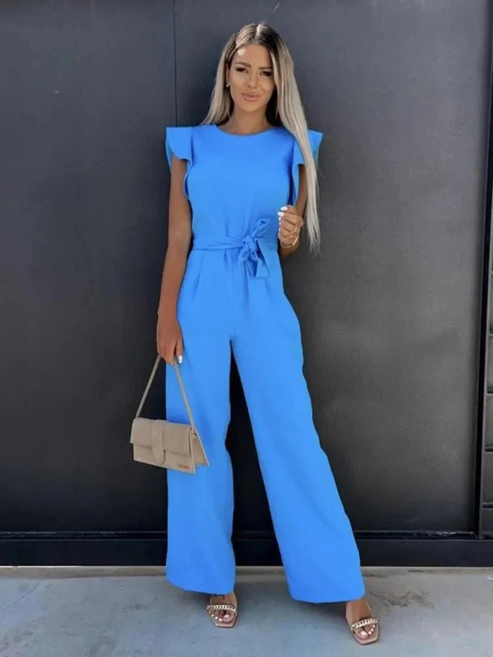 Luna’s Elegant Bow-Tie Wide-Leg Jumpsuit
