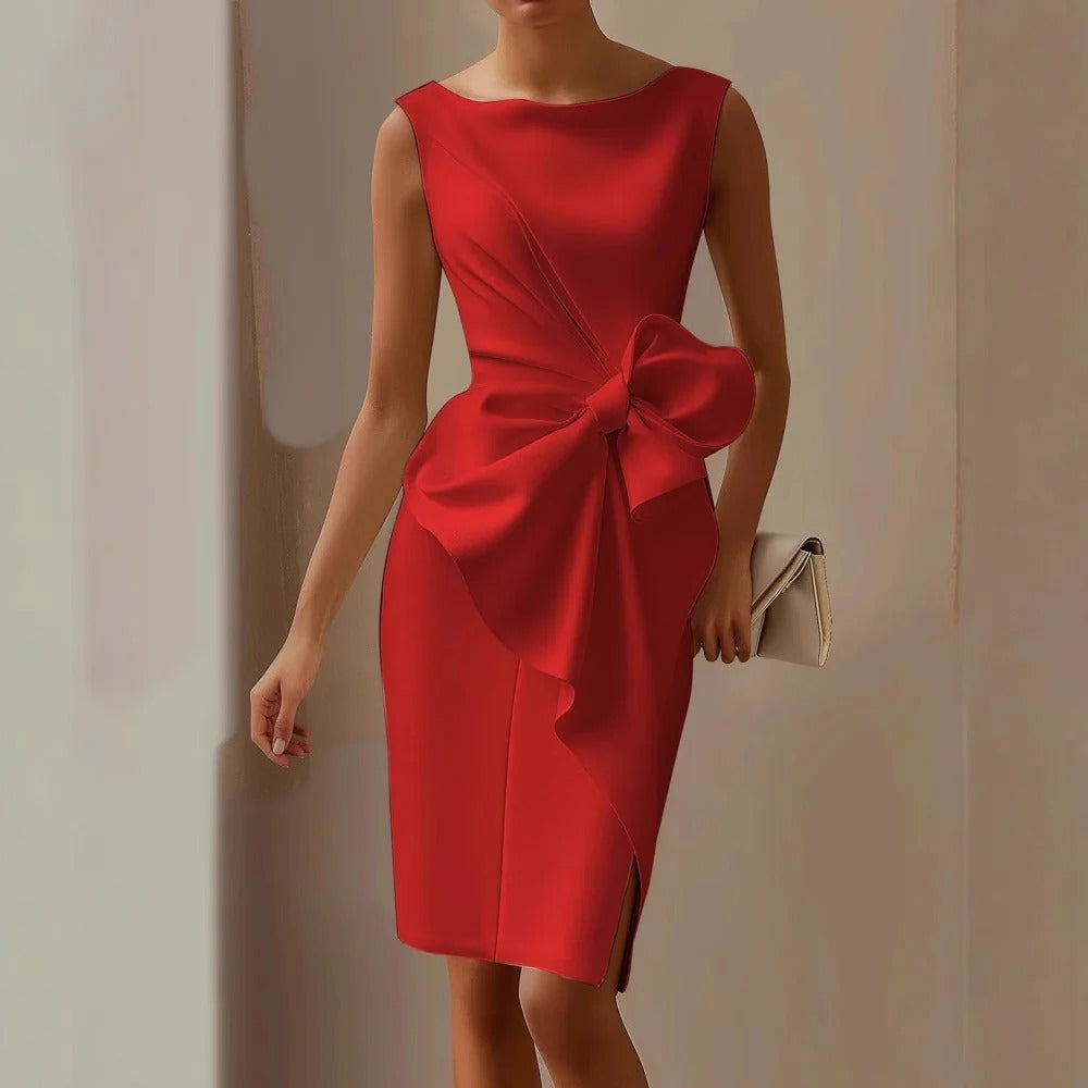 Luna’s Elegant Bow Mini Dress