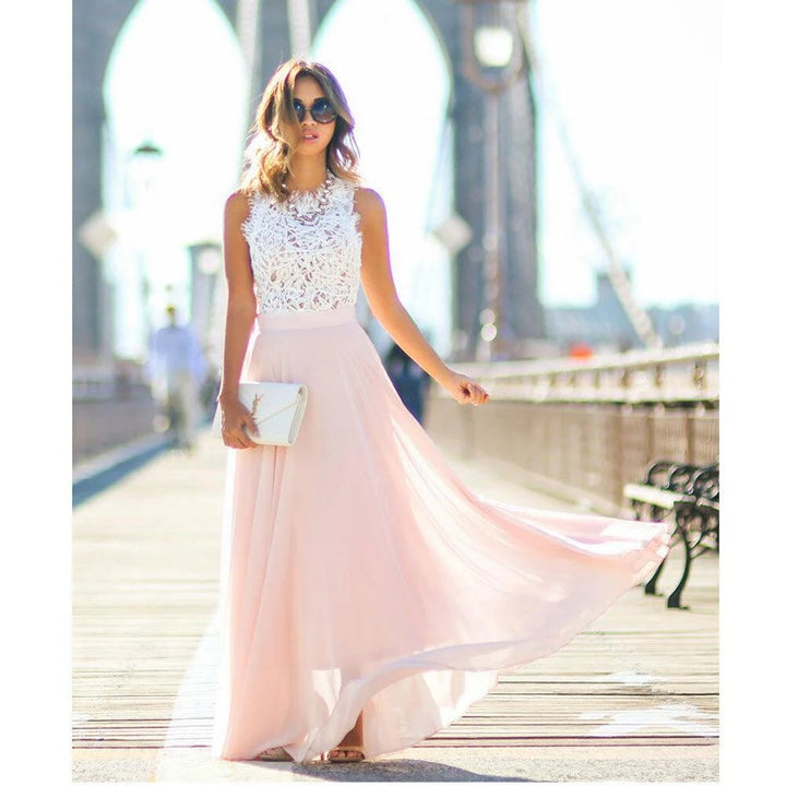 Luna’s Elegant Dream Lace Bodice Maxi Dress
