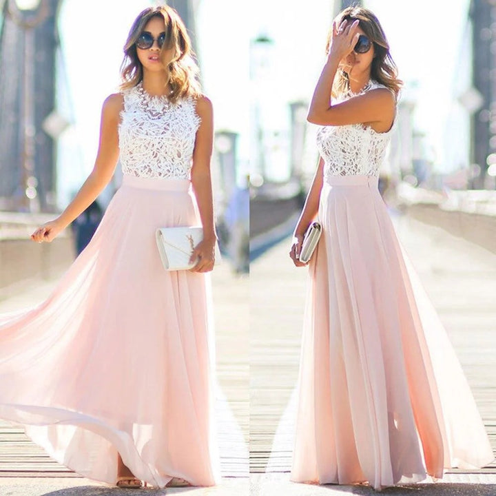 Luna’s Elegant Dream Lace Bodice Maxi Dress
