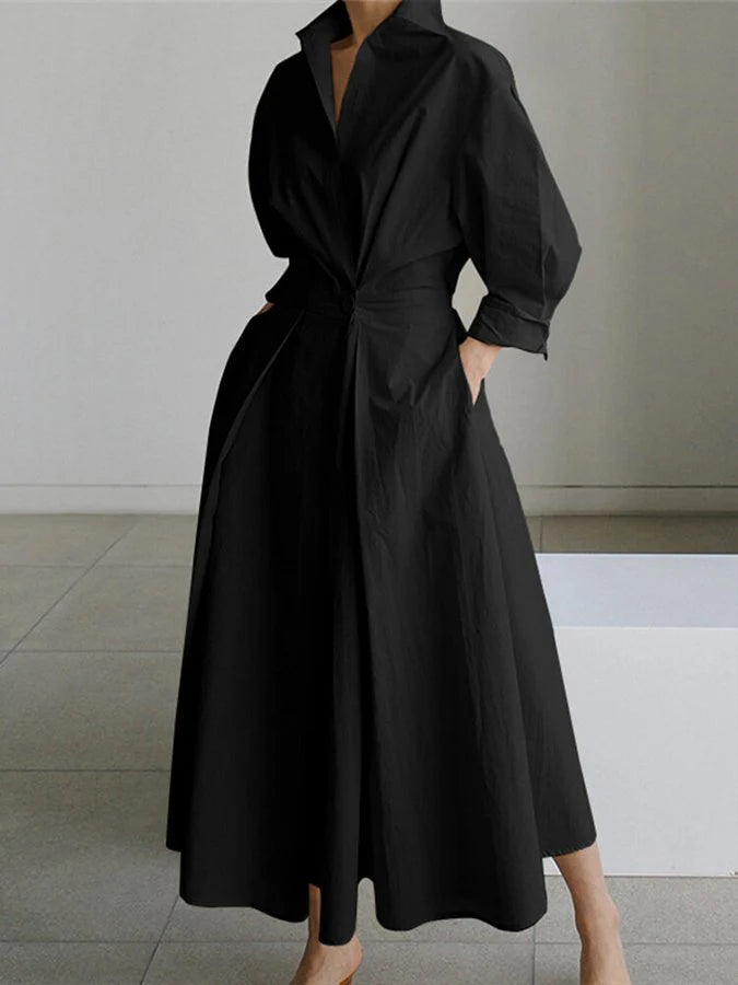 Luna’s Elegant Pleated Shirt Dress