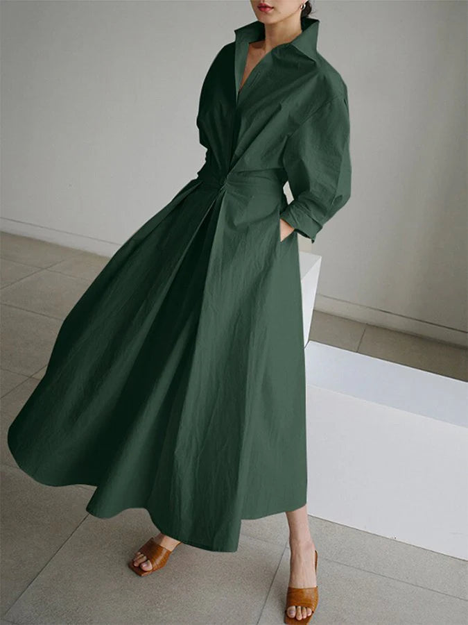 Luna’s Elegant Pleated Shirt Dress