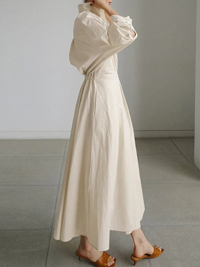 Luna’s Elegant Pleated Shirt Dress