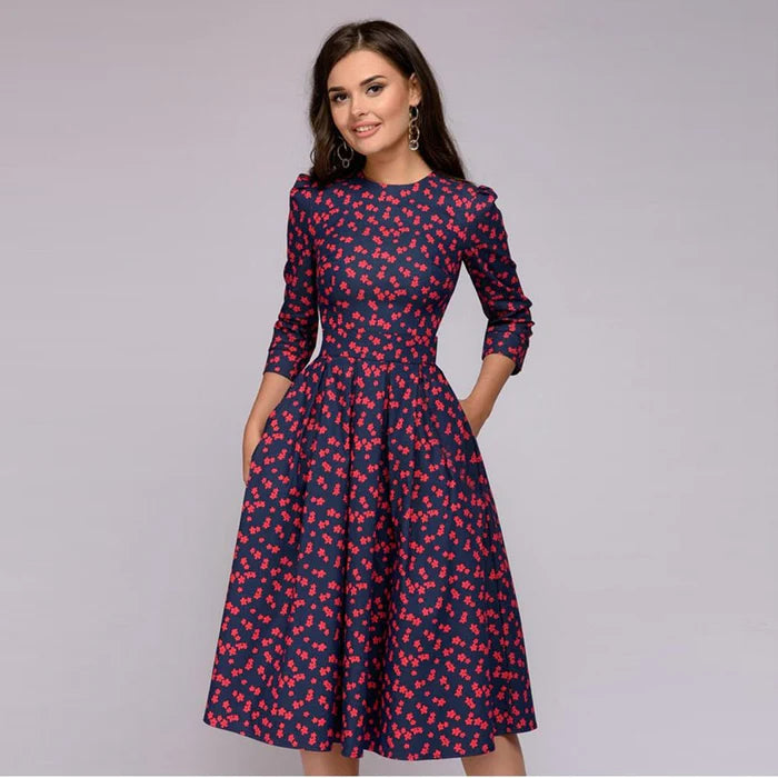 Luna’s Enchanted Bloom Elegance Midi Dress