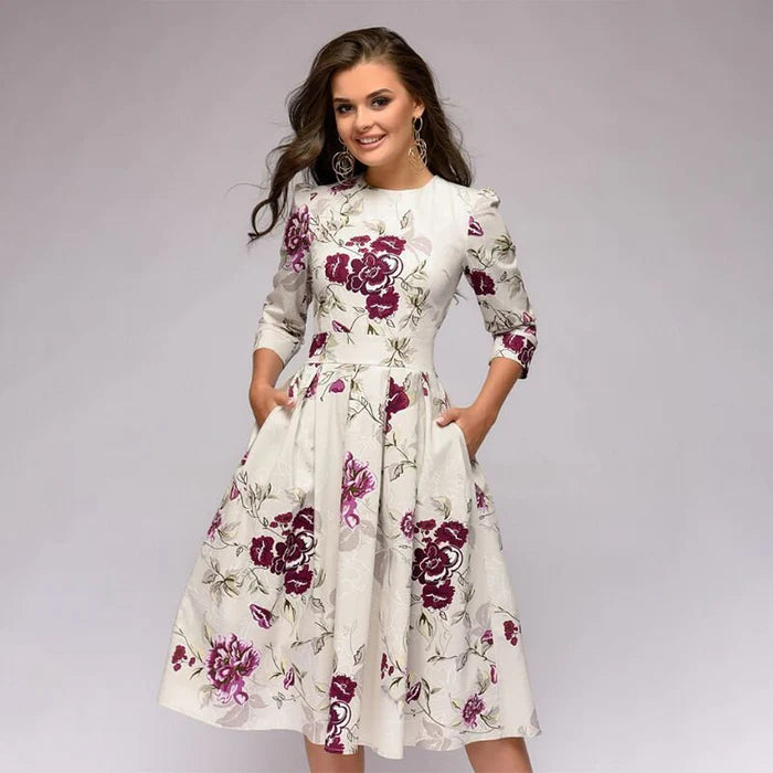 Luna's Enchanted Bloom Elegance Midi Dress  Luna Mae