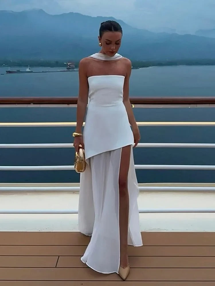 sachin and babi light blue dress RAQUEL WHITE FEATHER HIGH SLIT MAXI DRESS – SHOP DDMINE