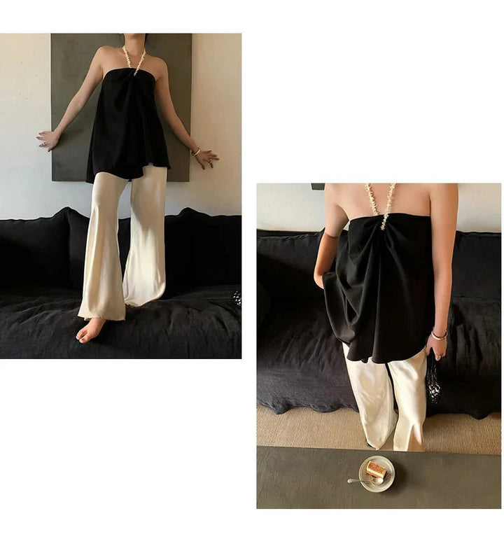 Luna’s Evening Glow Wide-Leg Trousers