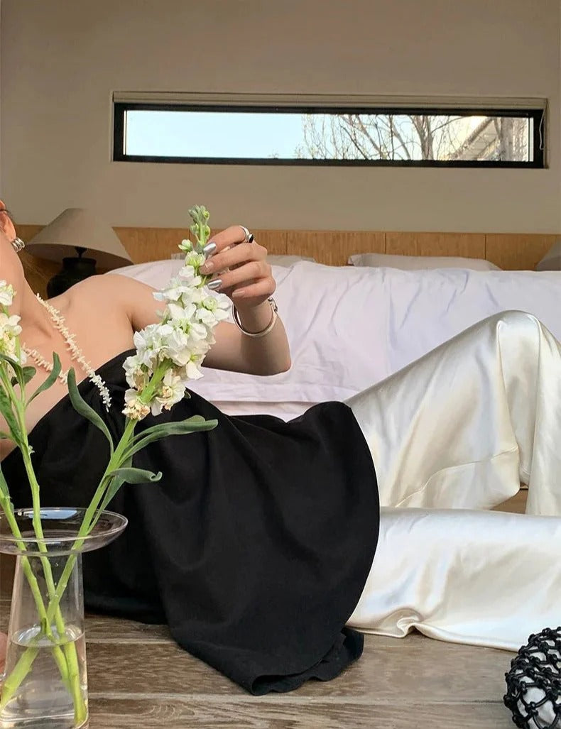 Luna’s Evening Glow Wide-Leg Trousers