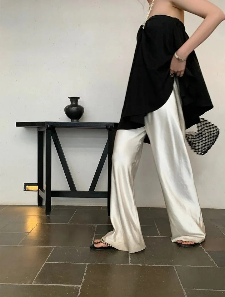 Luna’s Evening Glow Wide-Leg Trousers