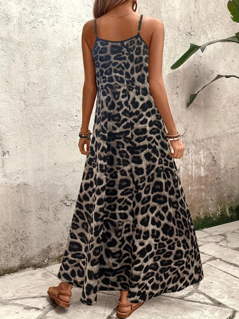 Luna’s Fierce Whispers V-Neck Leopard Maxi Dress