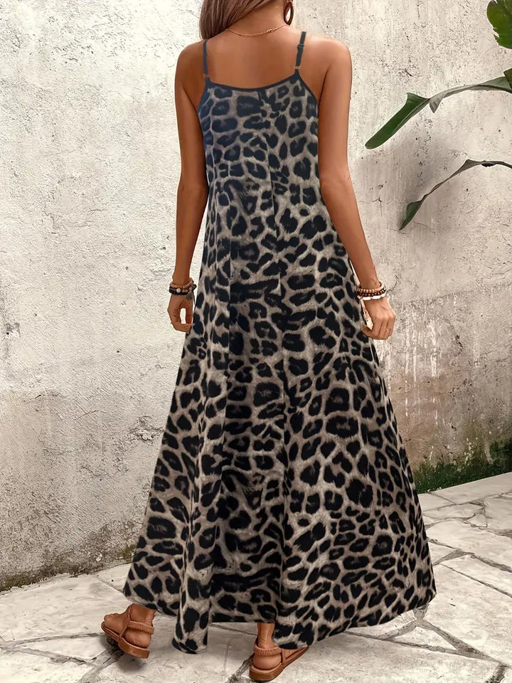 Luna’s Fierce Whispers V-Neck Leopard Maxi Dress