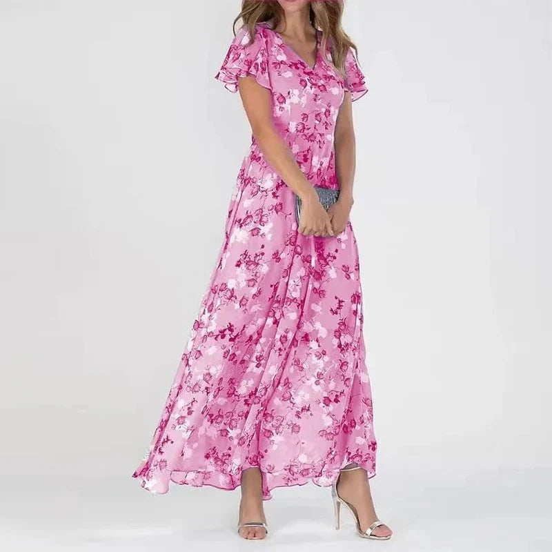 Luna’s Floral Flutter Maxi Dress