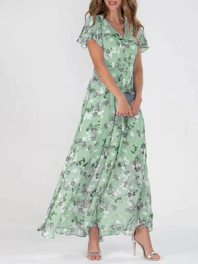 Luna’s Floral Flutter Maxi Dress