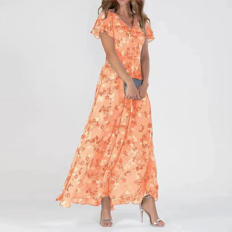 Luna’s Floral Flutter Maxi Dress