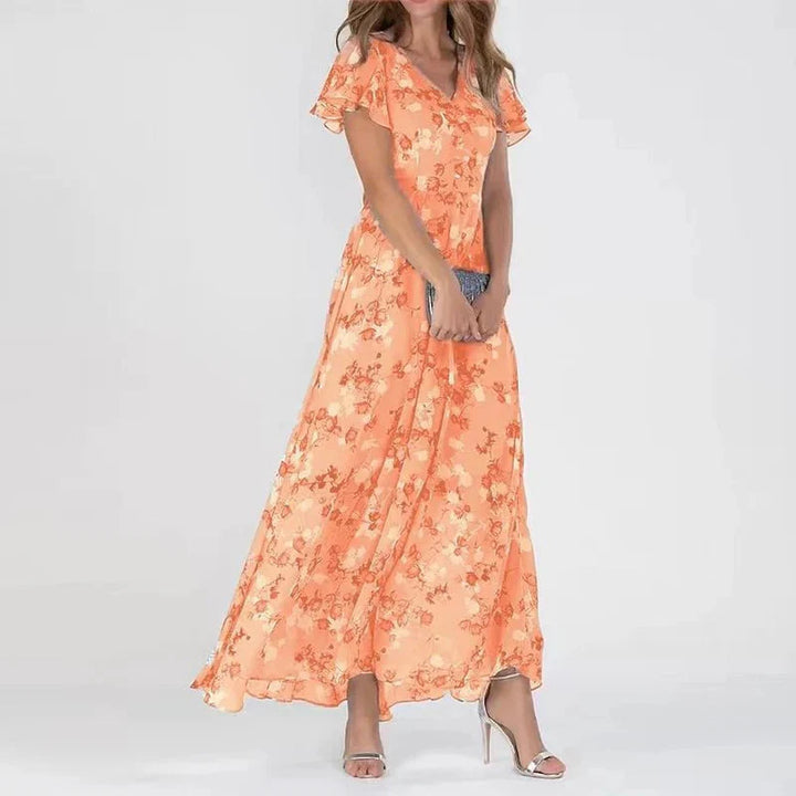 Luna’s Floral Flutter Maxi Dress