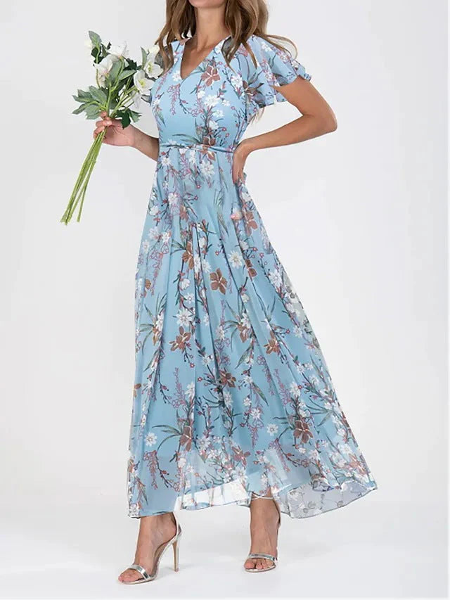 Luna’s Floral Flutter Maxi Dress