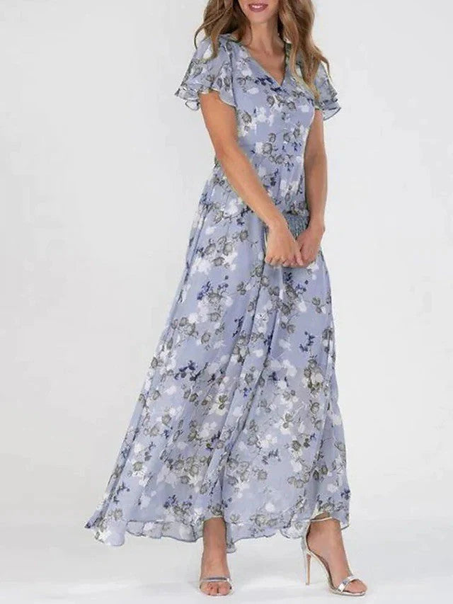 Luna’s Floral Flutter Maxi Dress