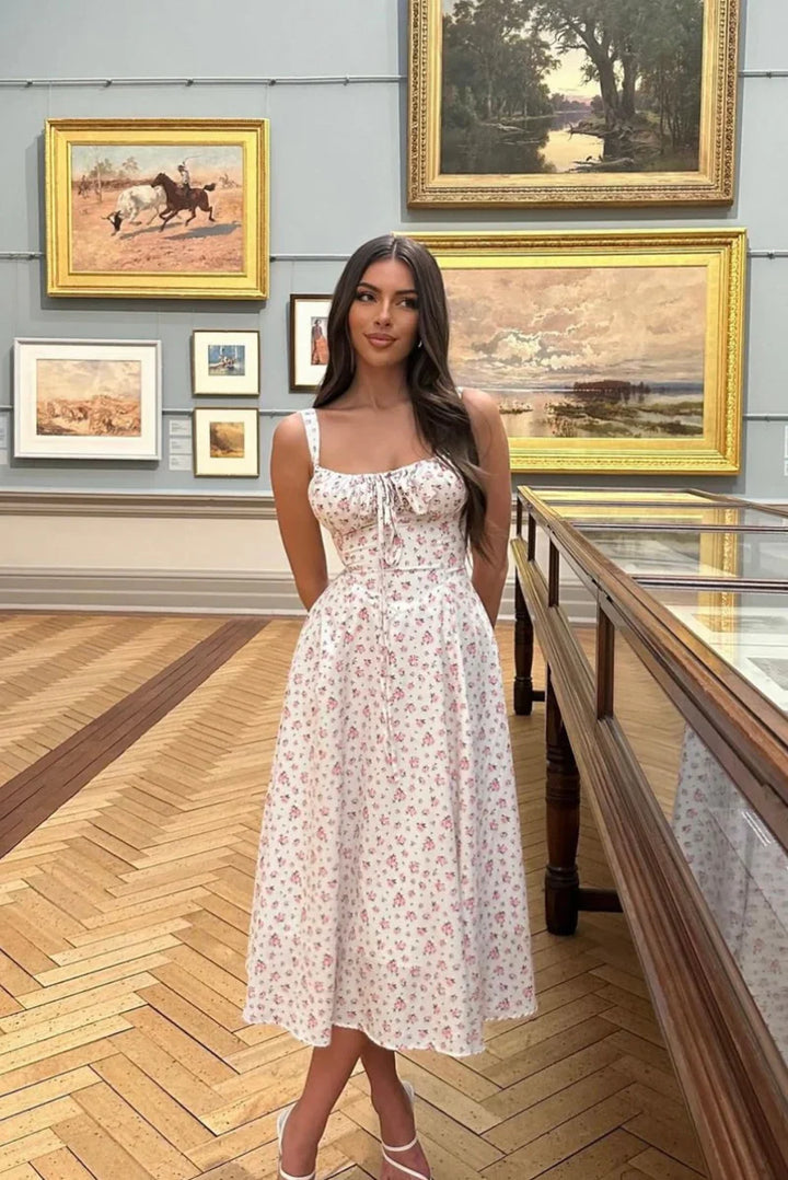 Luna’s Garden Whispers Ruched Bodice Midi Dress