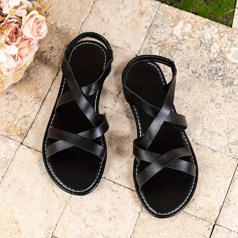 Luna’s Golden Escape Criss-Cross Flat Sandals