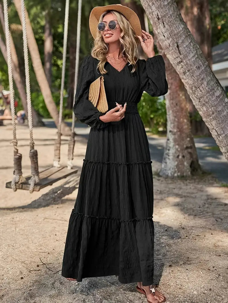 Luna’s Golden Escape Tiered Maxi Dress