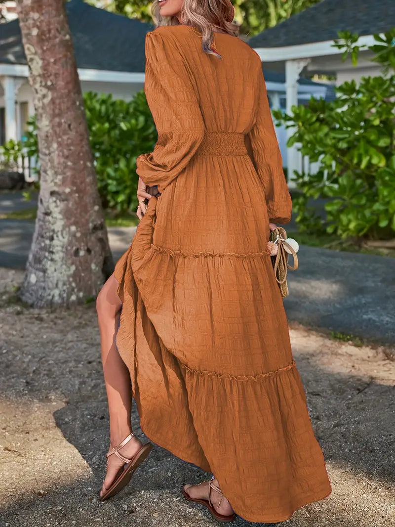 Luna’s Golden Escape Tiered Maxi Dress
