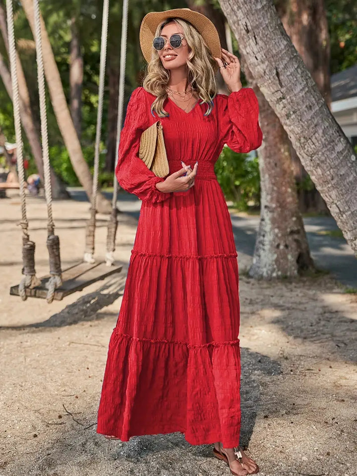 Luna’s Golden Escape Tiered Maxi Dress