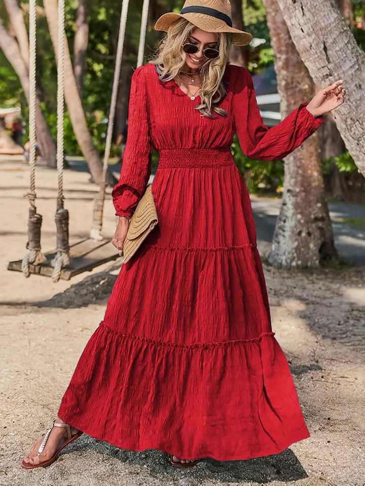 Luna’s Golden Escape Tiered Maxi Dress