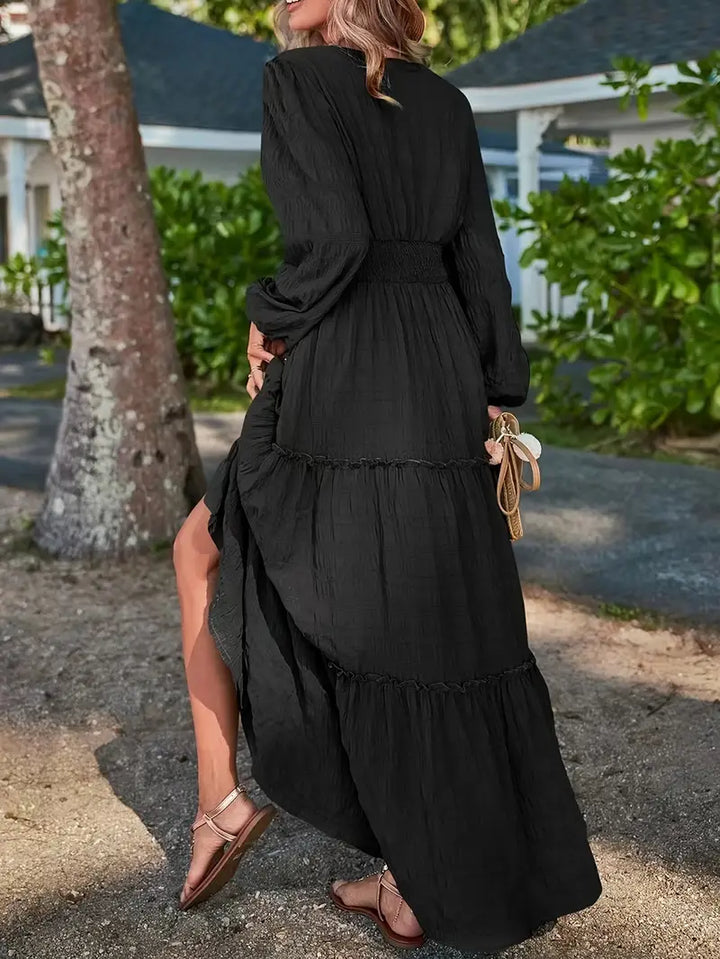 Luna’s Golden Escape Tiered Maxi Dress