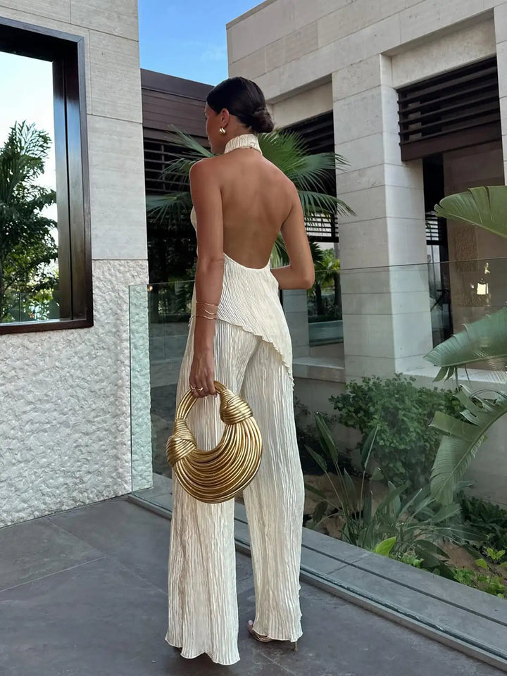 Luna’s Golden Serenity Pleated Set