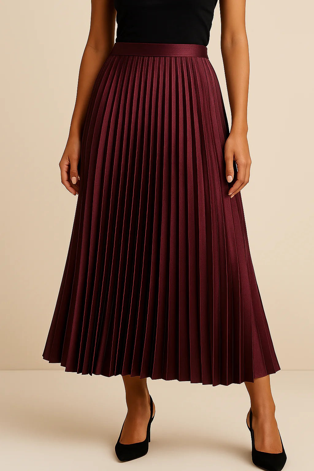 Luna’s Graceful Echo Pleated Midi Skirt