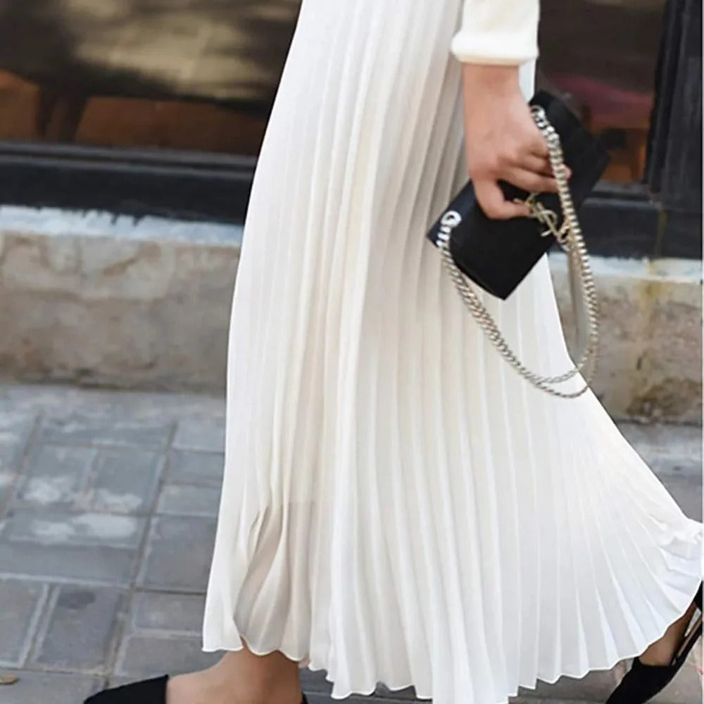 Luna’s Graceful Echo Pleated Midi Skirt