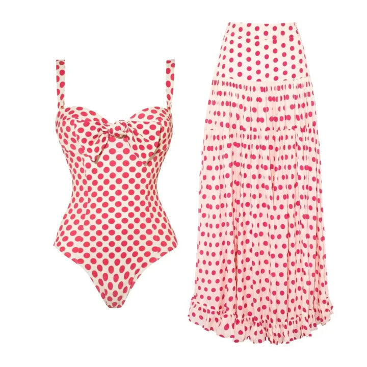 Luna’s Holiday Heart-Print Swimsuit Set