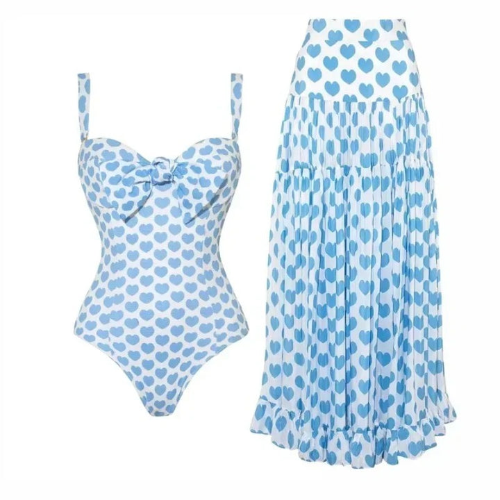 Luna’s Holiday Heart-Print Swimsuit Set