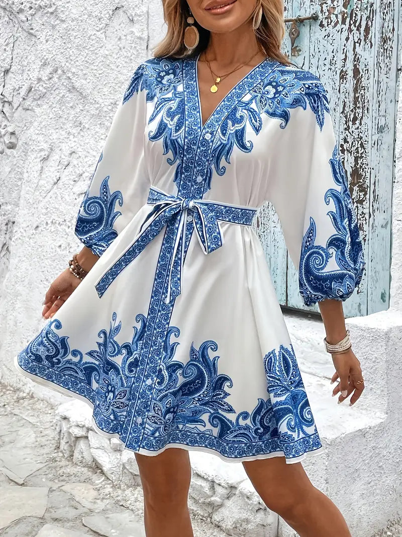 Luna’s Mediterranean Whimsy Embroidered Mini Dress