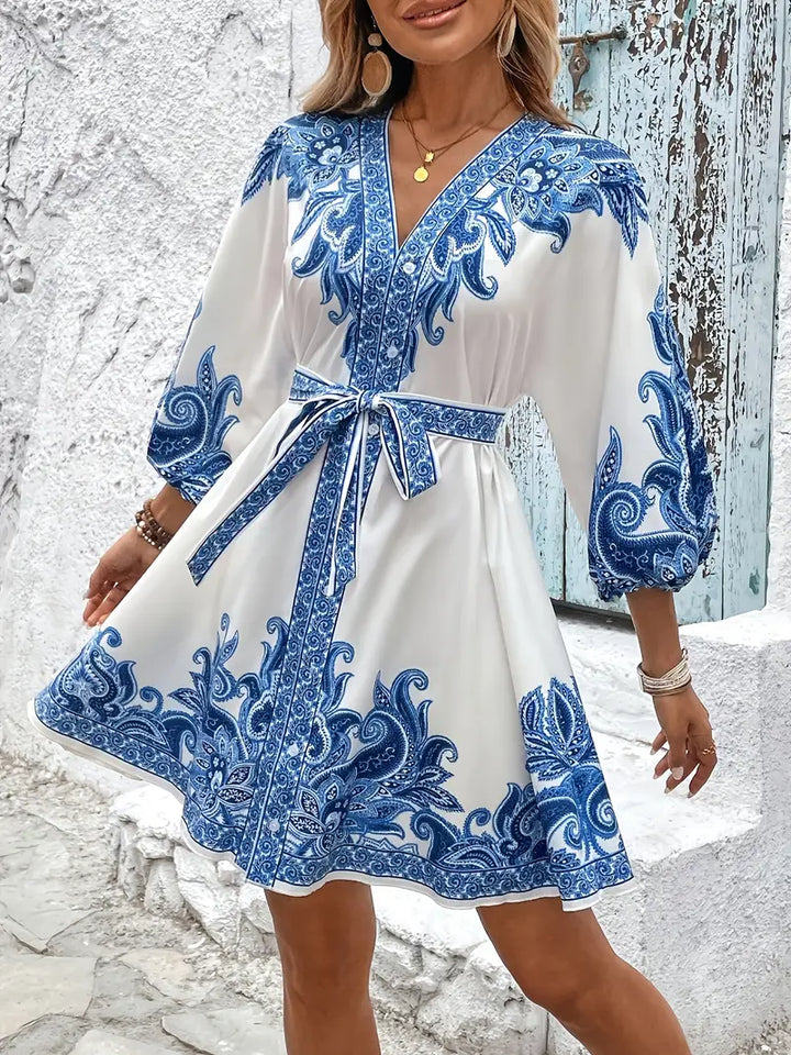 Luna’s Mediterranean Whimsy Embroidered Mini Dress